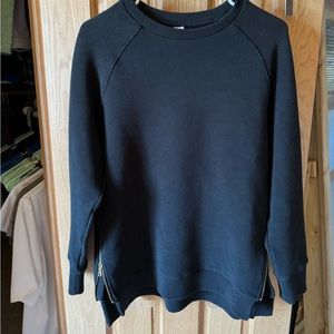 Varley Black Sweater with Gold Zipper on sides